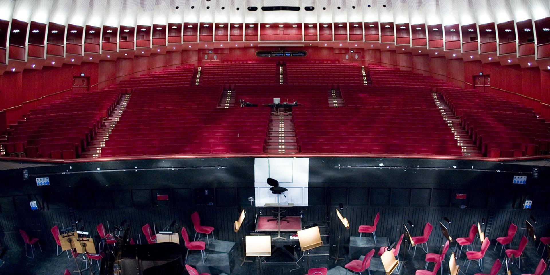 The Auditorium of the Teatro Regio Torino with the orchestra pit in the foreground