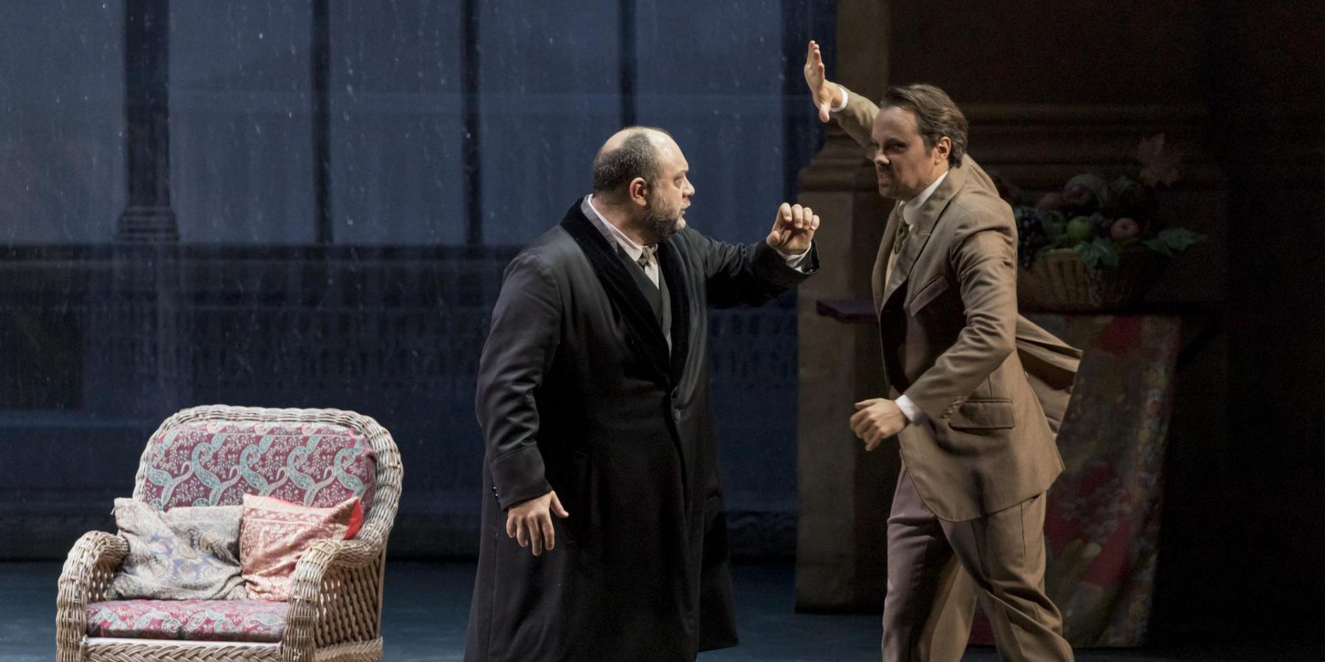 Julien Behr (Alfredo Germont) e Damiano Salerno (Giorgio Germont) - foto Edoardo Piva