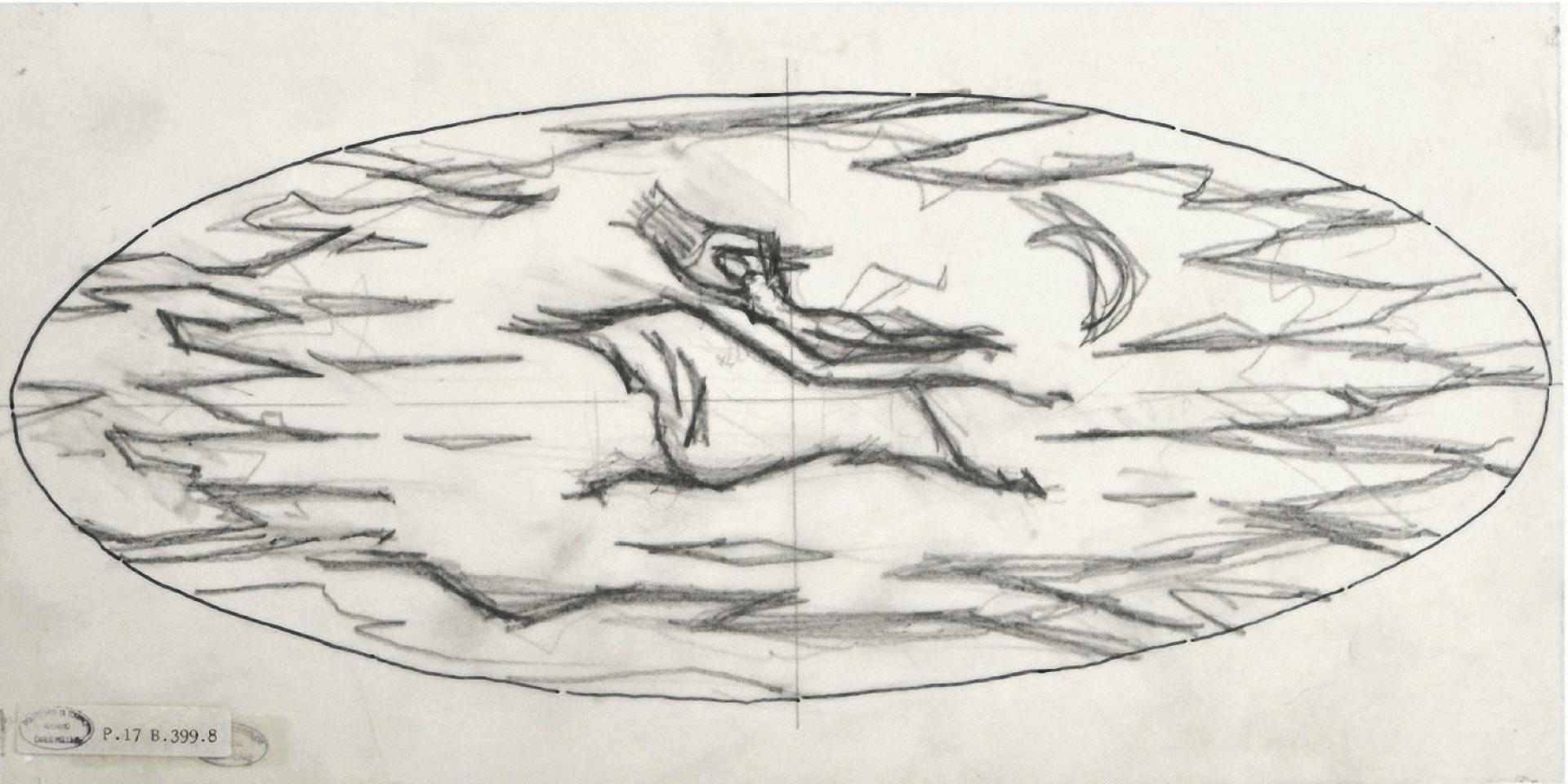 Sketch by Carlo Mollino for the marble mosaic in the Foyer del Toro Sketch by Carlo Mollino for the marble mosaic in the Foyer del Toro