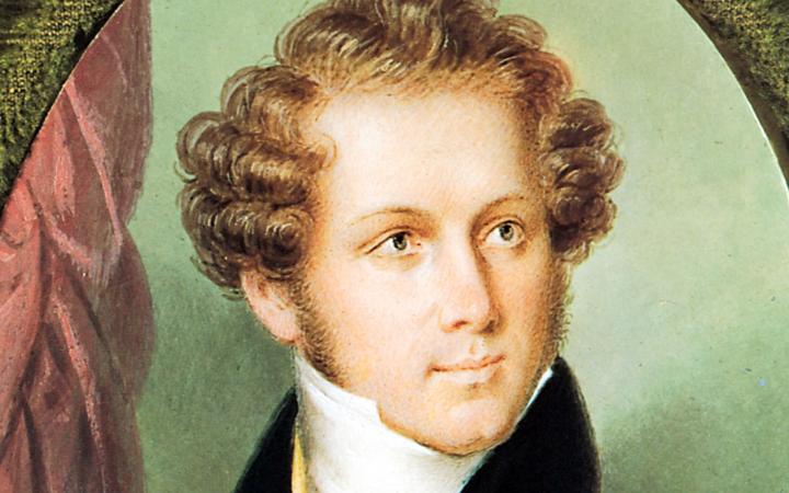 Louis Dupré (1789-1837), Ritratto di Vincenzo Bellini. Acquarello su avorio, 1832 circa. Milano, Museo Teatrale alla Scala.