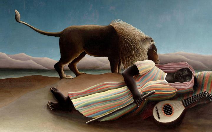 Henri Rousseau, Zingara addormentata (1897). Olio su tela, Museum of Modern Art, New York