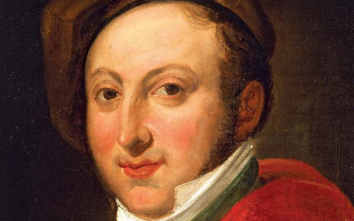 Ritratto di Gioachino Rossini. Olio su tela, artista sconosciuto.
