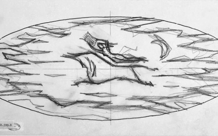 Studio di Carlo Mollino per il mosaico marmoreo del Foyer del Toro