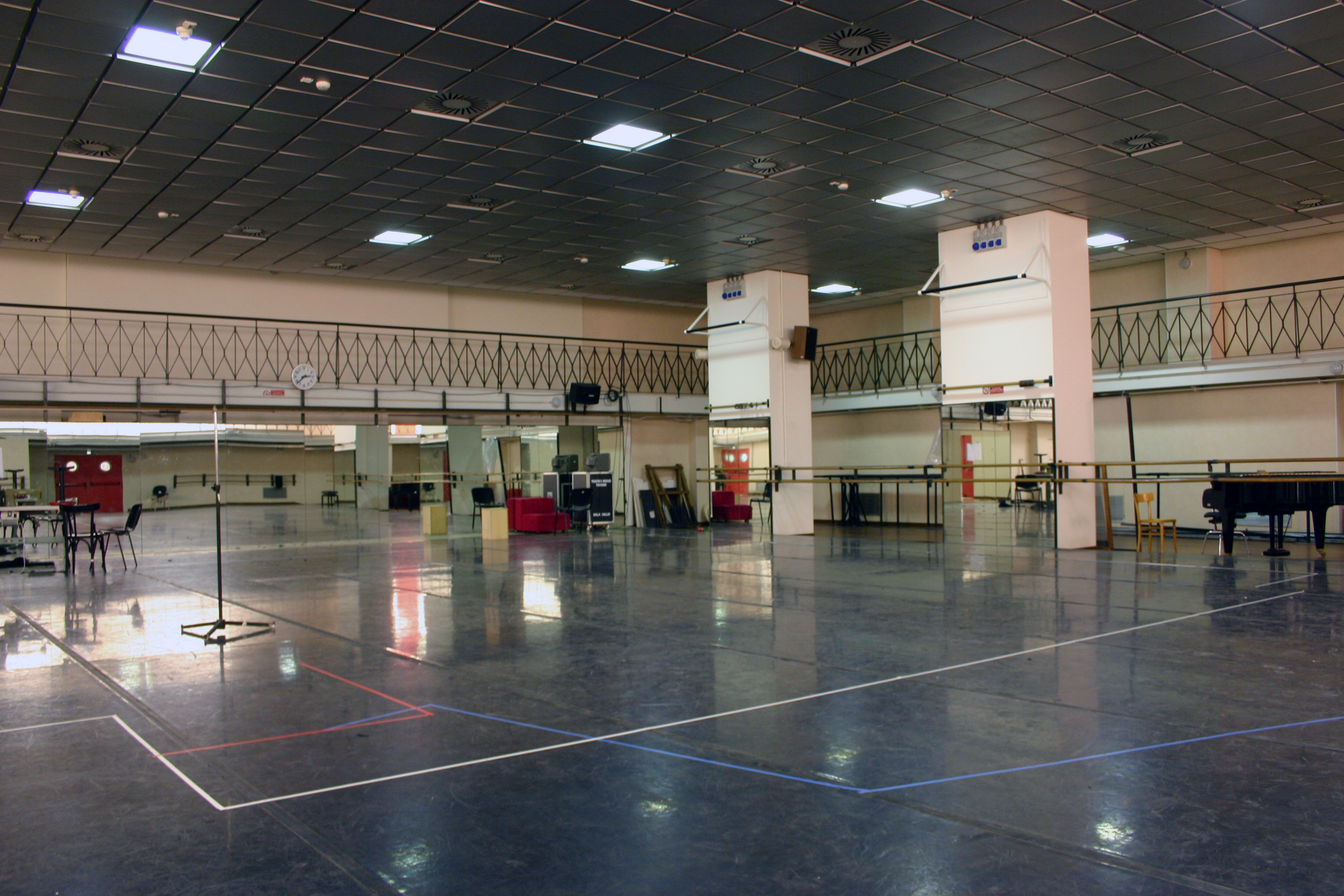 The dance studio, covered with a specific dance carpet in PVC