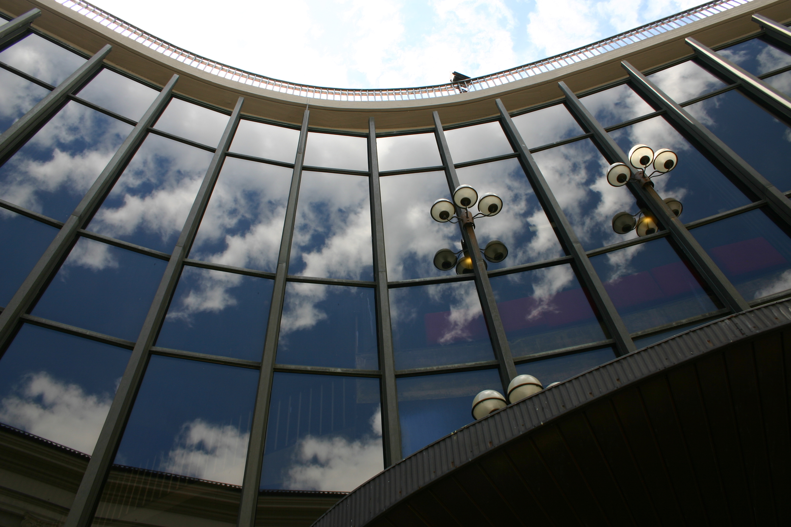 The side wall of Teatro Regio in Piazzetta Mollino with its typical curve trend