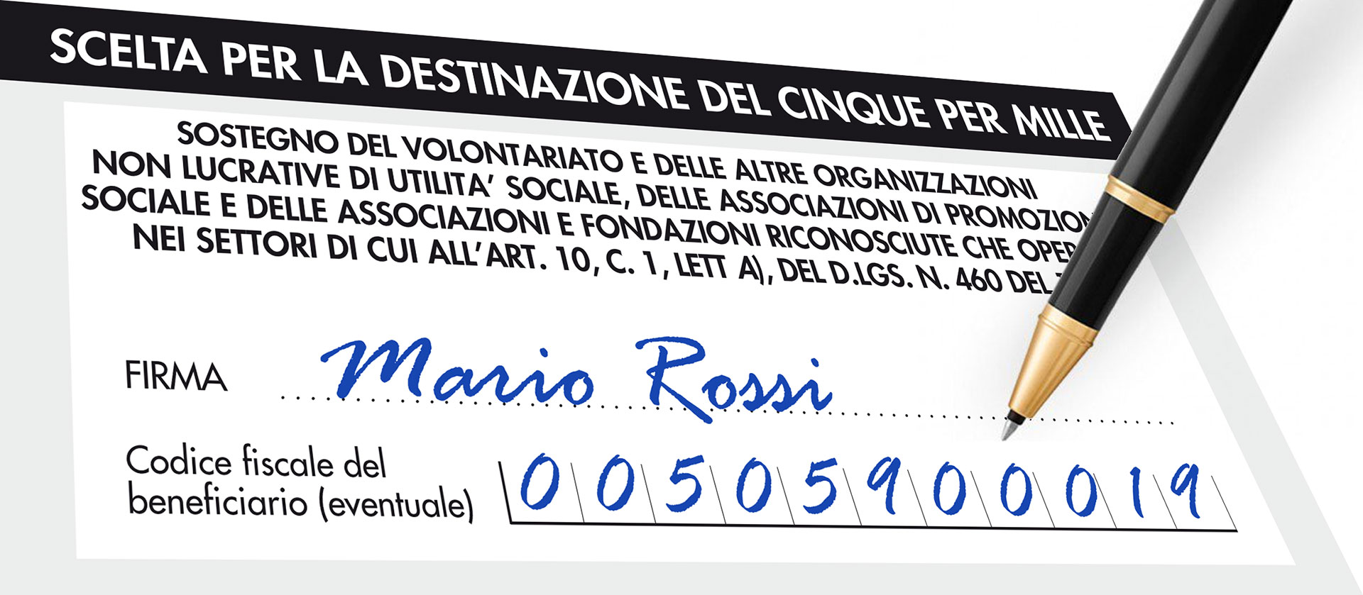 Facsimile modello per la dichiarazione del 5 per mille