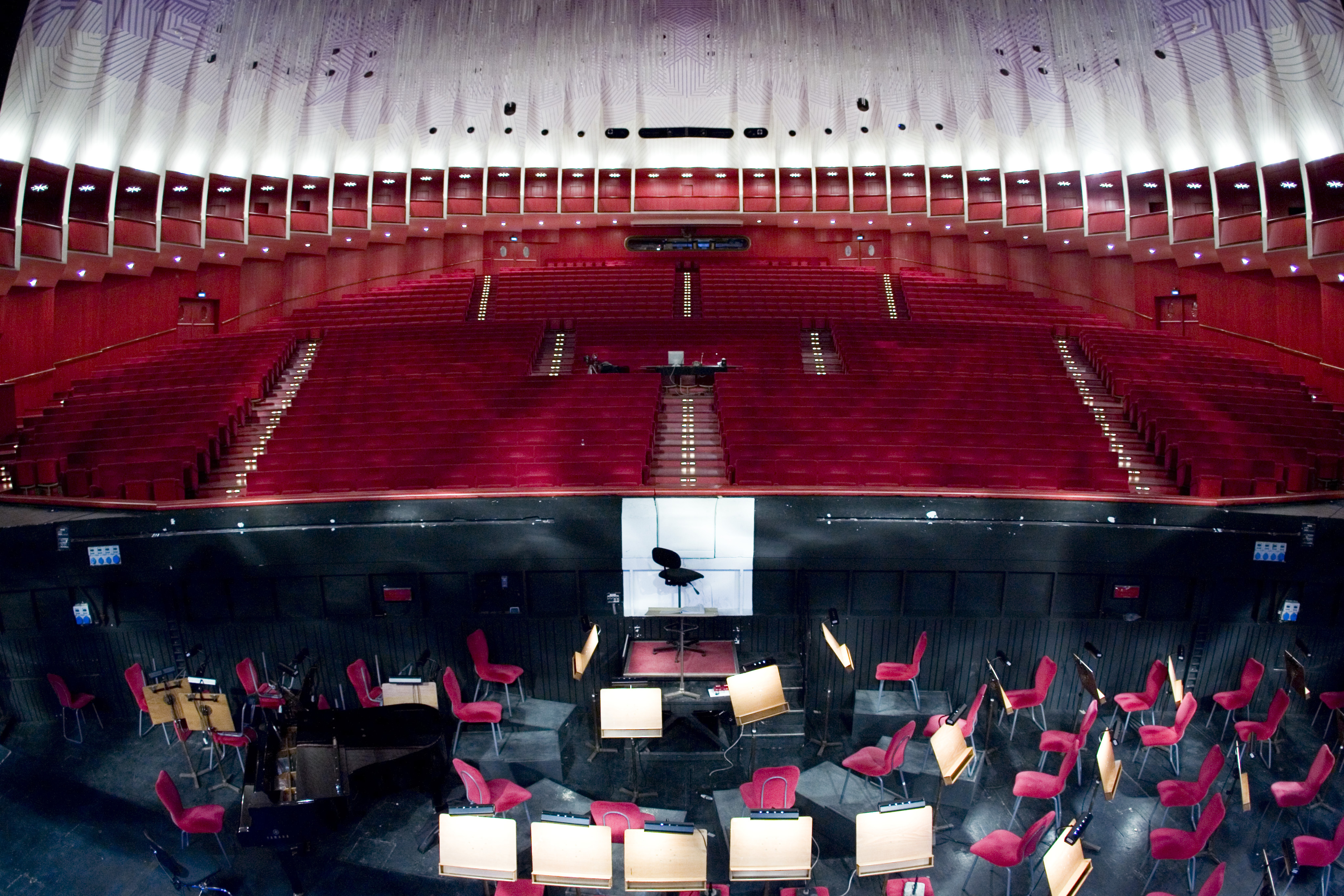 The orchestra pit (and the auditorium) seen from the stage