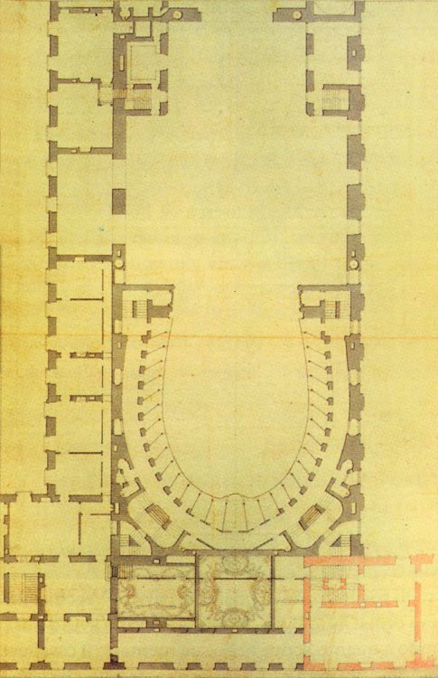 Bendetto Alfieri, Disegno preparatorio per la tavola VI (Pianta del quarto ordine dei palchi)