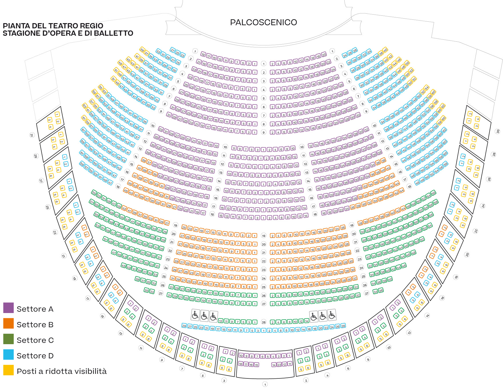 Pianta della sala per la Stagione d'Opera e Balletto