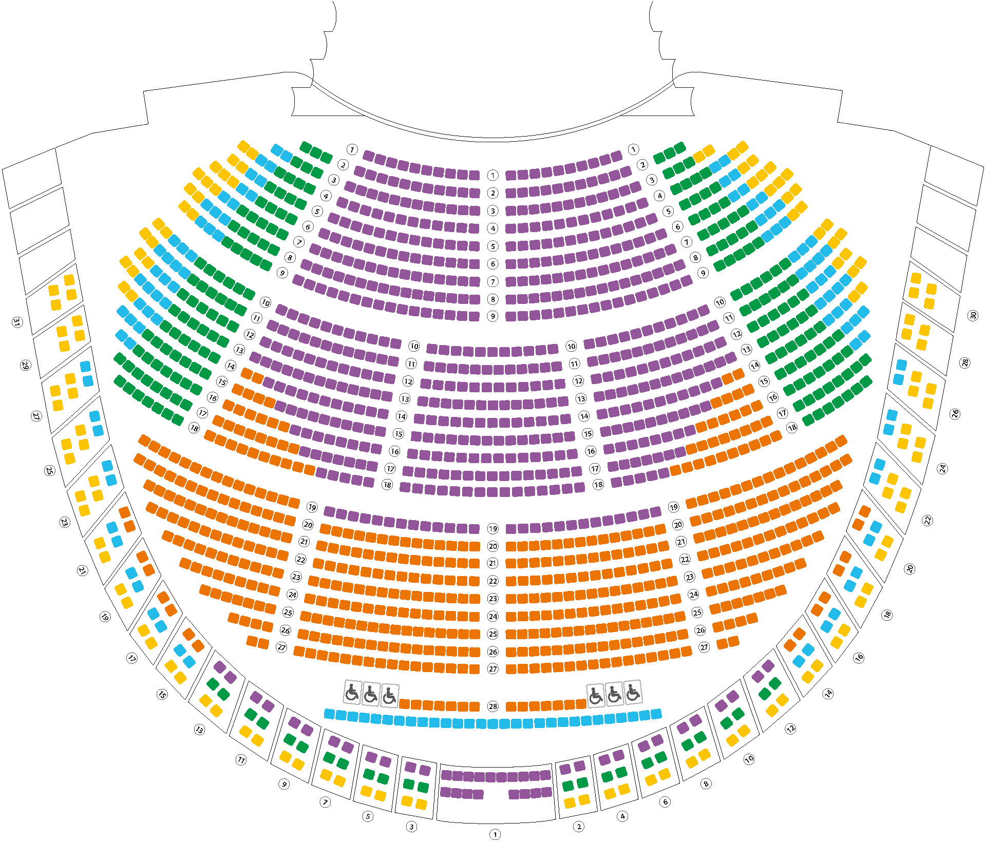 Pianta della sala con individuazione dei settori per la Stagione d'Opera e Balletto